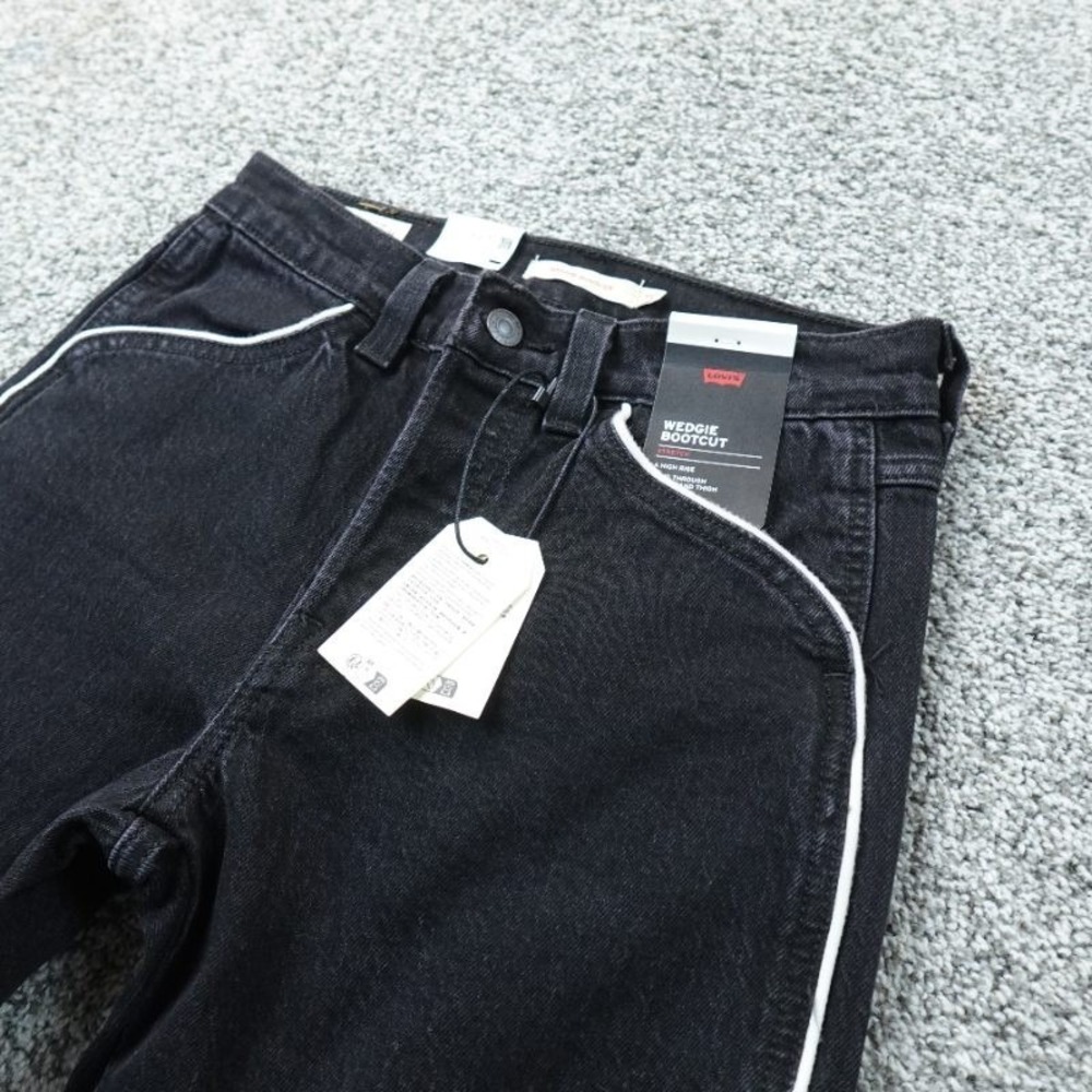 NEW Levis Jeans Womens 25 Dark Black Denim Pants Wedgie Bootcut Stretch Western‎